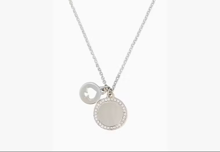 [S] KATE SPADE O0RU2606 SPOT THE SPADE NECKLACE,CLEAR/SILVER, 98686752009 (SKS1247)