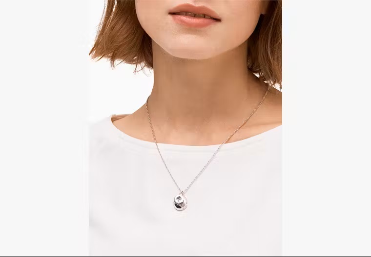 [S] KATE SPADE O0RU2606 SPOT THE SPADE NECKLACE,CLEAR/SILVER, 98686752009 (SKS1247)