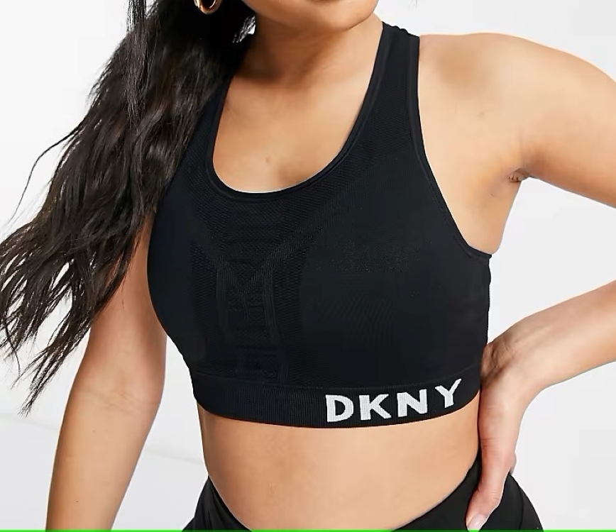 [S] DKNY LOGO MESH SPORTS BRA,BLACK, DP0T6711-BLK (SD387)