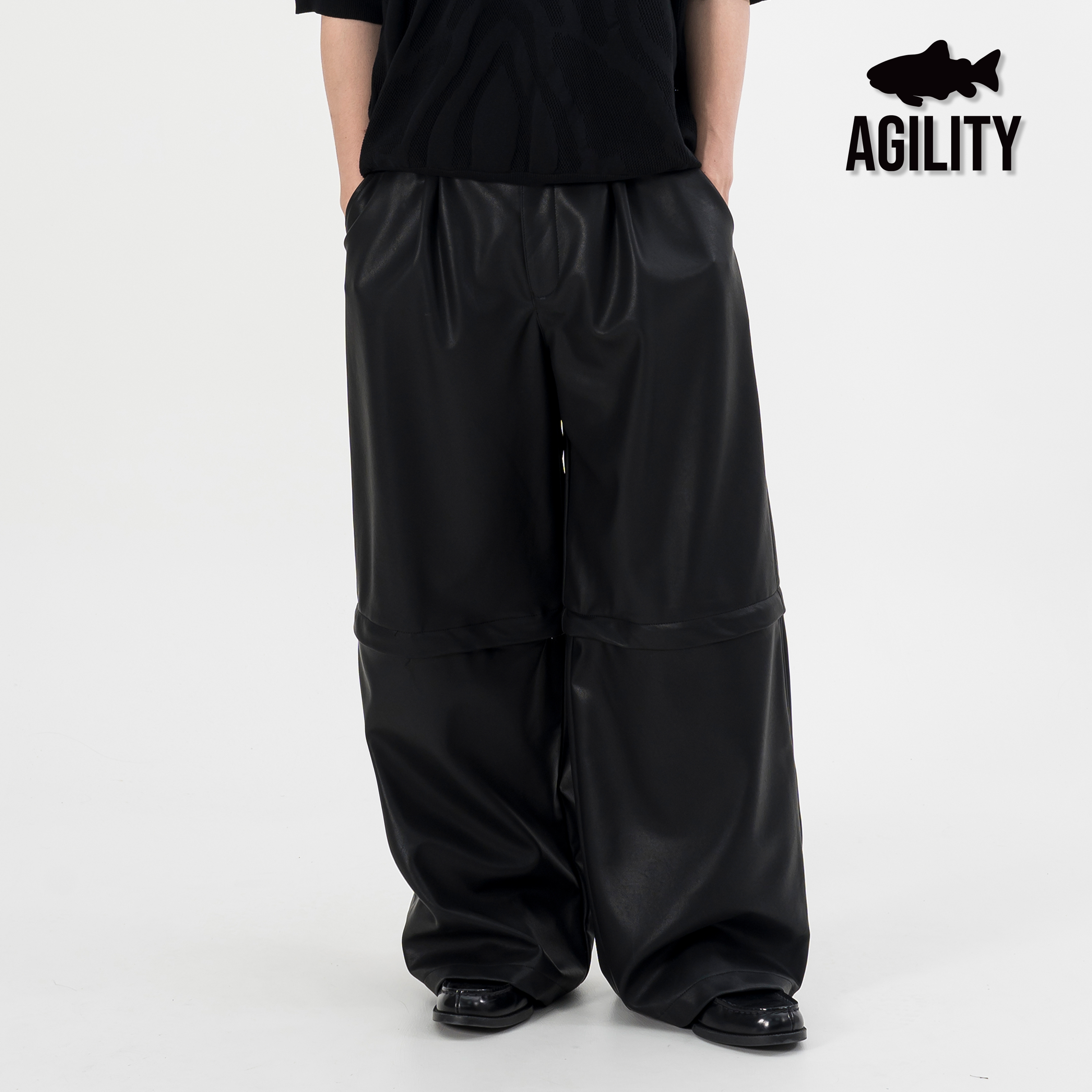 AGILITY Detachable Faux Leather Wide Leg Pants 可拆 合成皮革 長褲 [LP65]