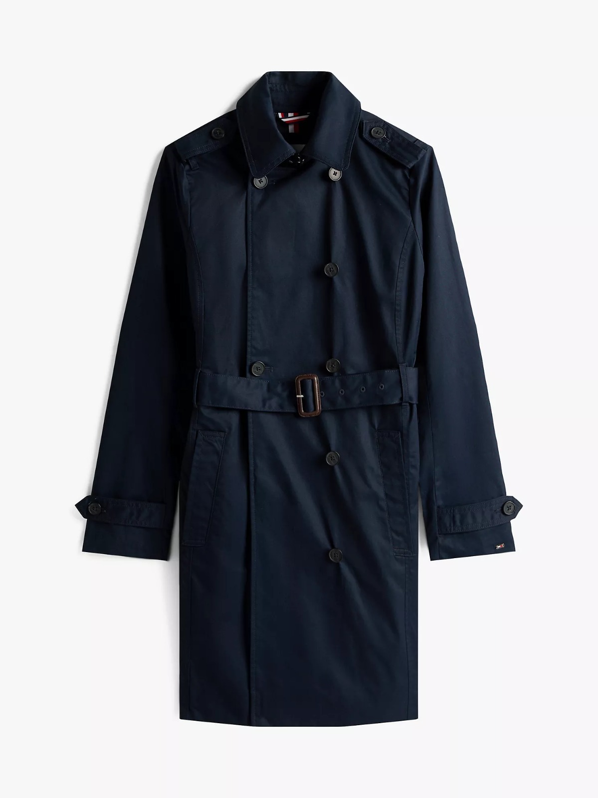 [S] TOMMY HILFIGER NAVY DOUBLE-BREASTED BELTED TRENCH COAT, 76J5341-410 (STH1423)