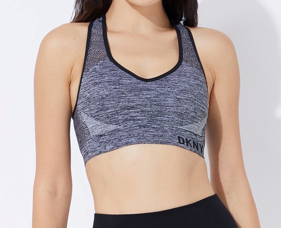 [S] DKNY LOGO MESH SPORT BRA,PEARL HEATHER GREY, DP1T6711-HGR [FINAL SALE] (SD186)