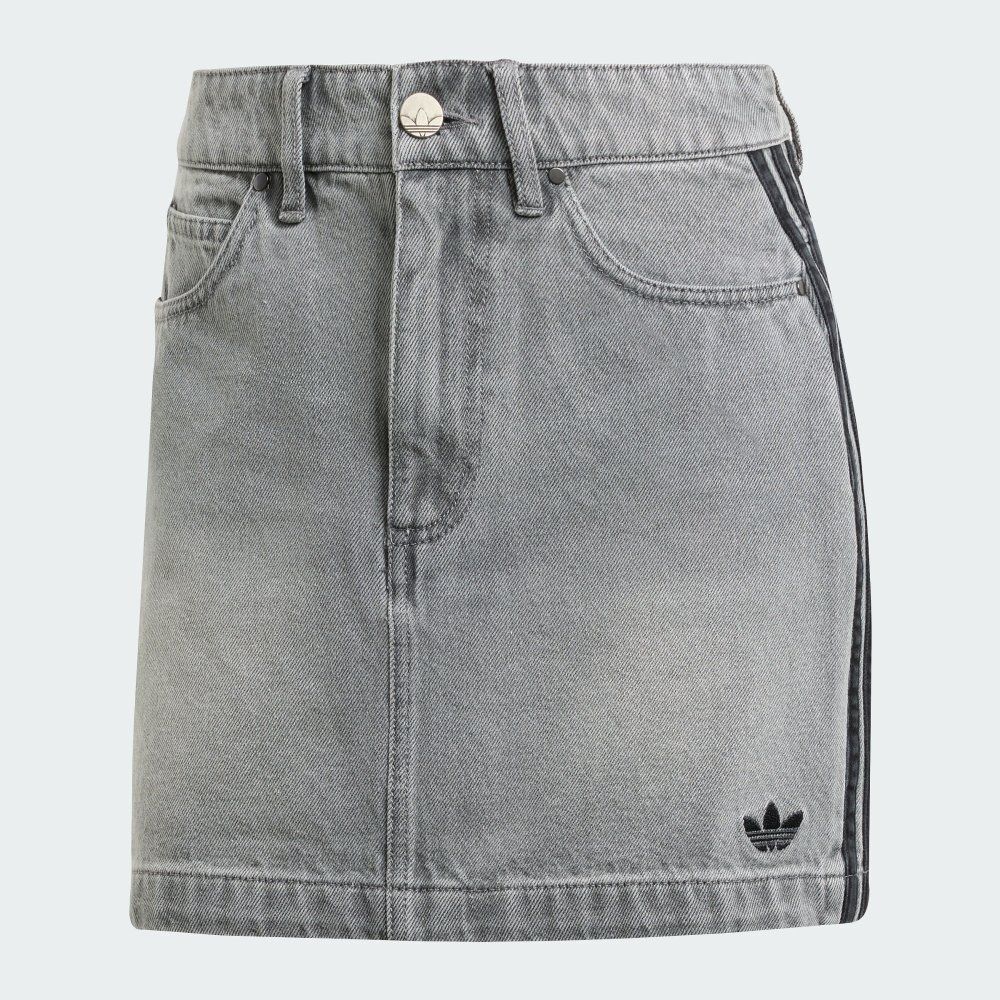 【 adidas DENIM MINI SKIRT 丹寧牛仔短裙 - 灰 】