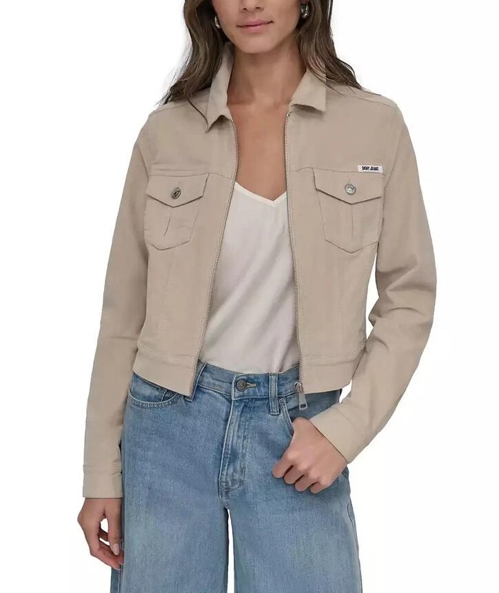 [S] DKNY CHINO KHAKI ZIP FRONT TRUCKER JACKET, DJ4J6064-J1U [FINAL SALE] (SD1310)
