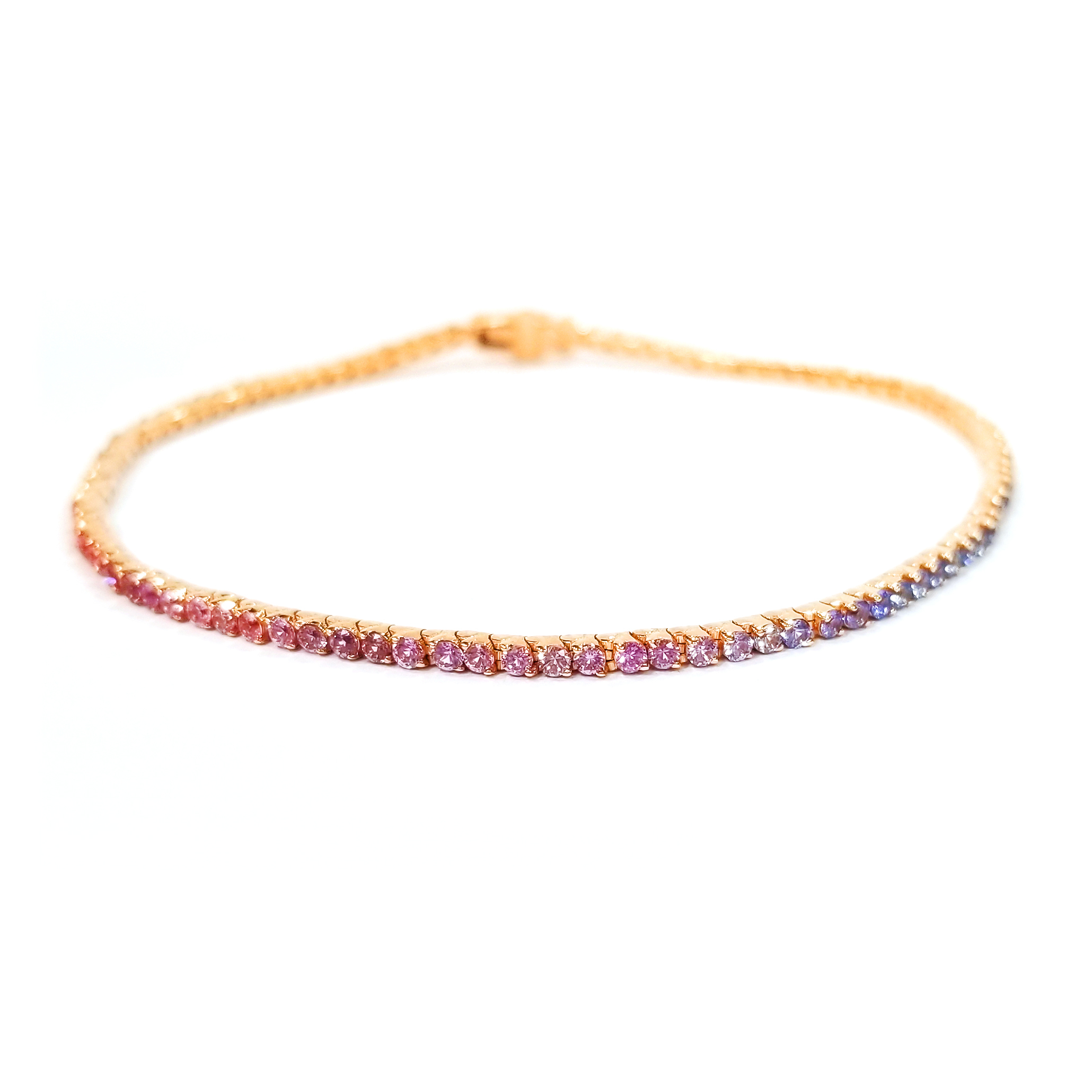 18K玫瑰金天然彩色藍寶石手鏈