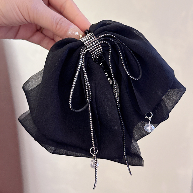 Black Elegant Mesh Bow Ponytail Hair Claw