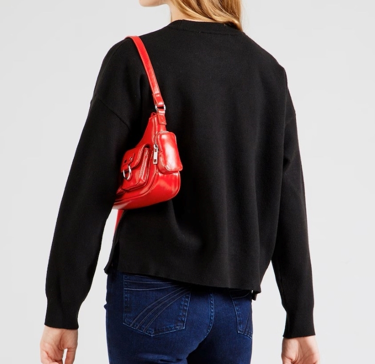 [S] DKNY LOGO JACQUARD SWEATER, P4MSAQ15-BLK/RED LT (SD1235)