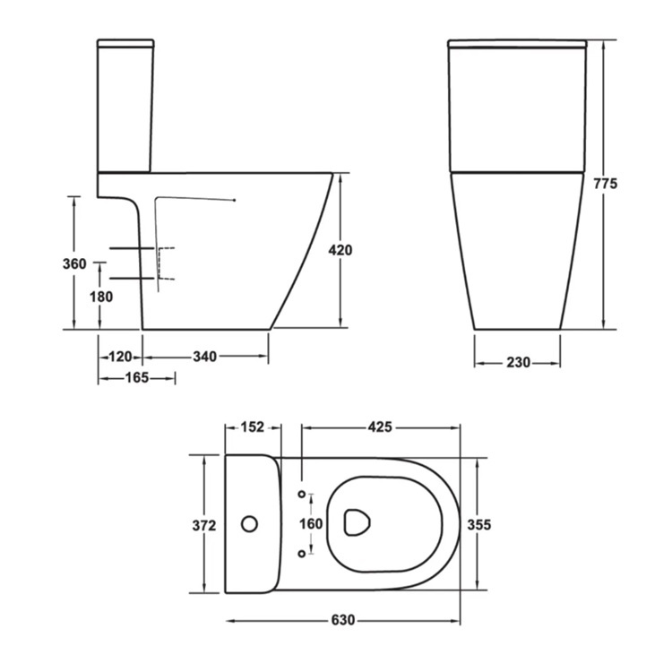 Roca "Atis V" 341759 + 342759 + 801A22 Close-Coupled Dual Flush 3/4.5L Toilet w/ Slow Closing Seat Cover (Vortex Flushing)