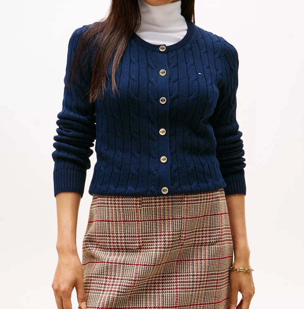 [S] TOMMY HILFIGER NAVY CABLE KNIT CARDIGAN, XW04356-400 (STH1347)