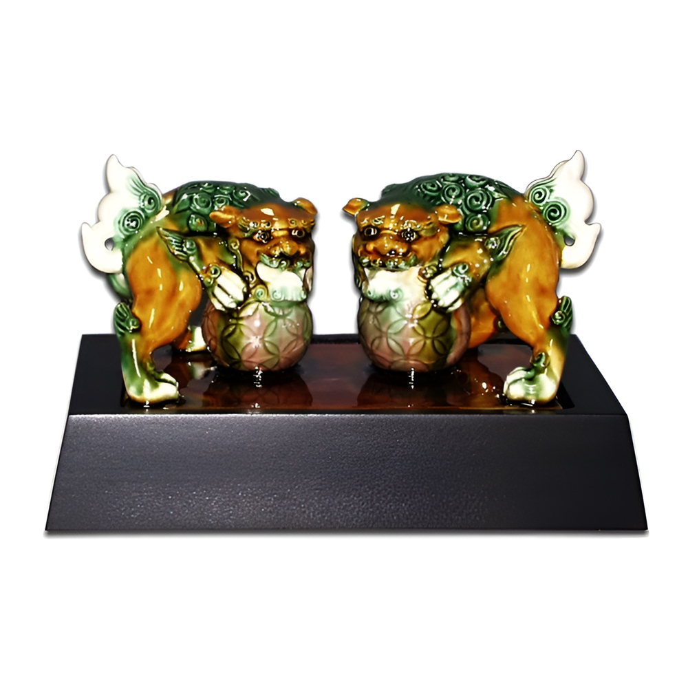 唐三彩祥獅獻瑞4寸｜吉祥瑞獸擺件 開運收藏送禮首選