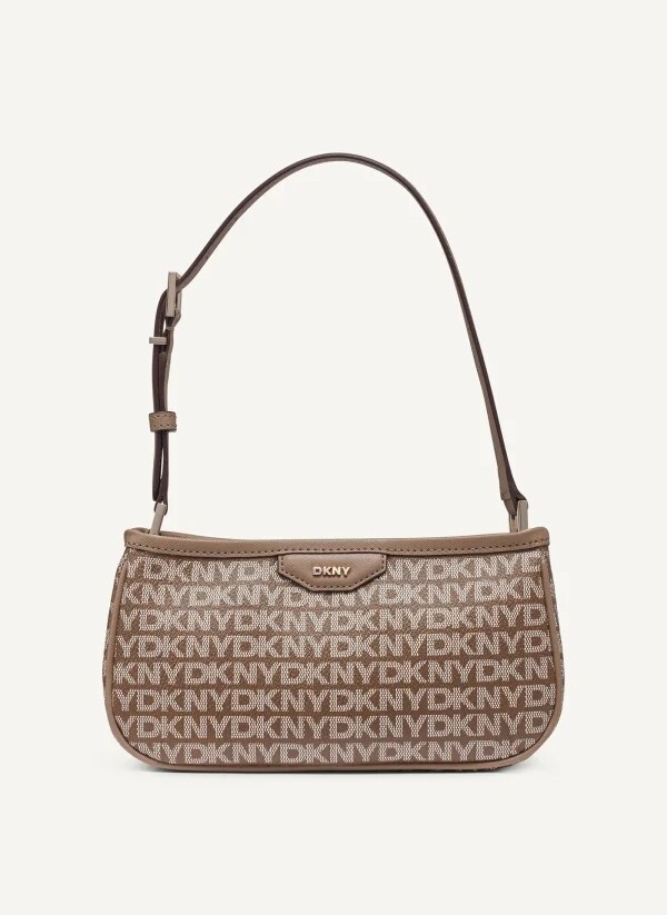 [S] DKNY CHINO/SHITAKE R43H5G88 ALLOVER LOGO BRANTON DEMI SHOULDER BAG, 755403138453 FINAL SALE (SD1354)