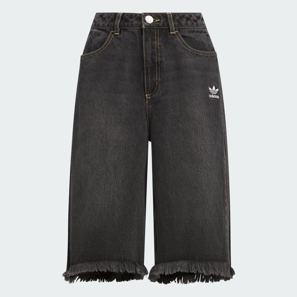【 adidas DENIM JORT 丹寧七分短褲 - 黑 】