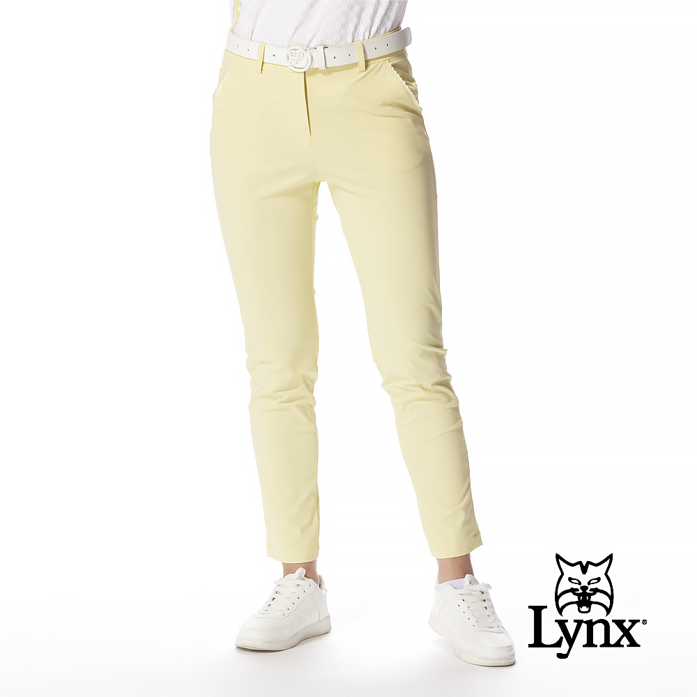 【Lynx Golf】女款日本進口布料彈性舒適九分窄筒時尚修身設計窄管長褲