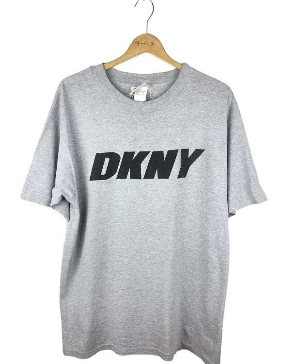 [S] DKNY LOGO FRONT PRINT T-SHIRT,HEATHER GREY, M9910222-HGR [FINAL SALE] (SD1039)