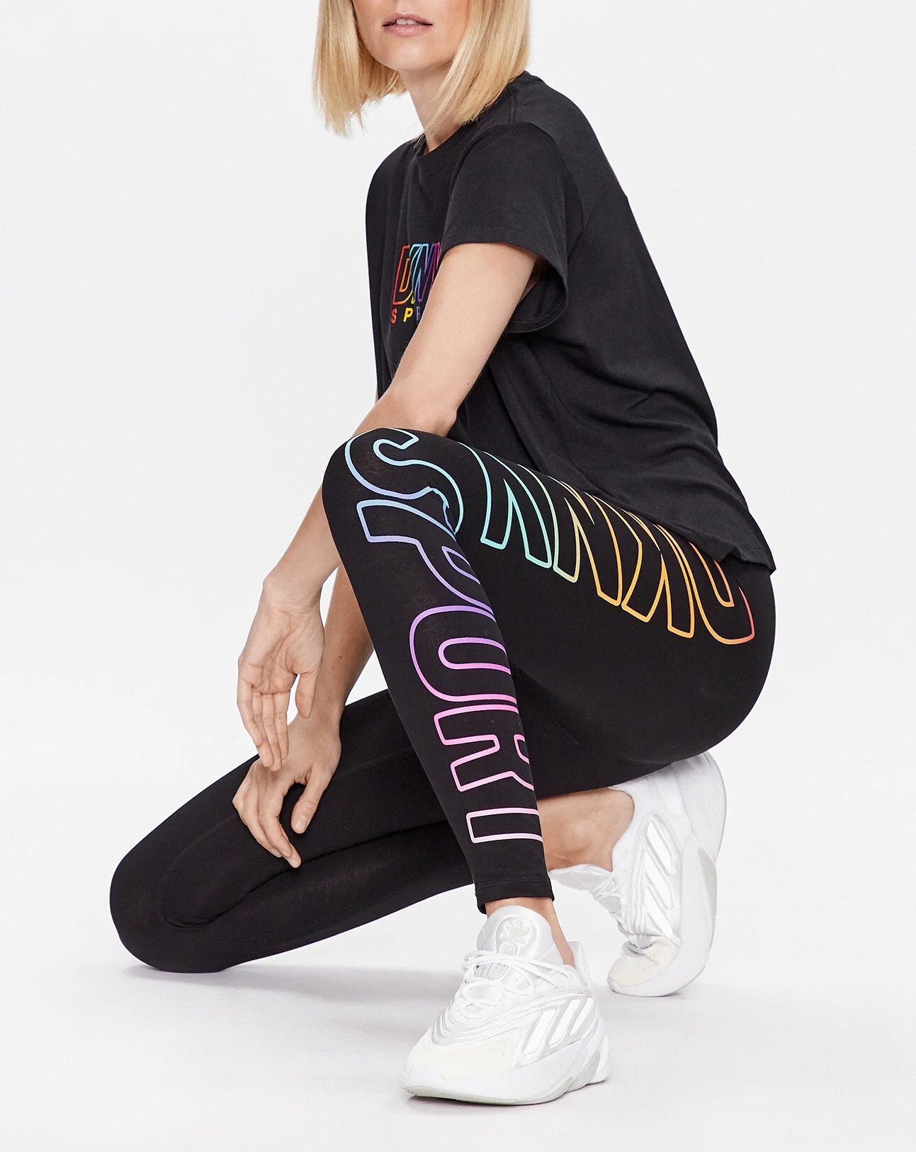 [S] DKNY COLOR LOGO PANTS,BLACK, DP3P2988-BLK FINAL SALE (SD480)