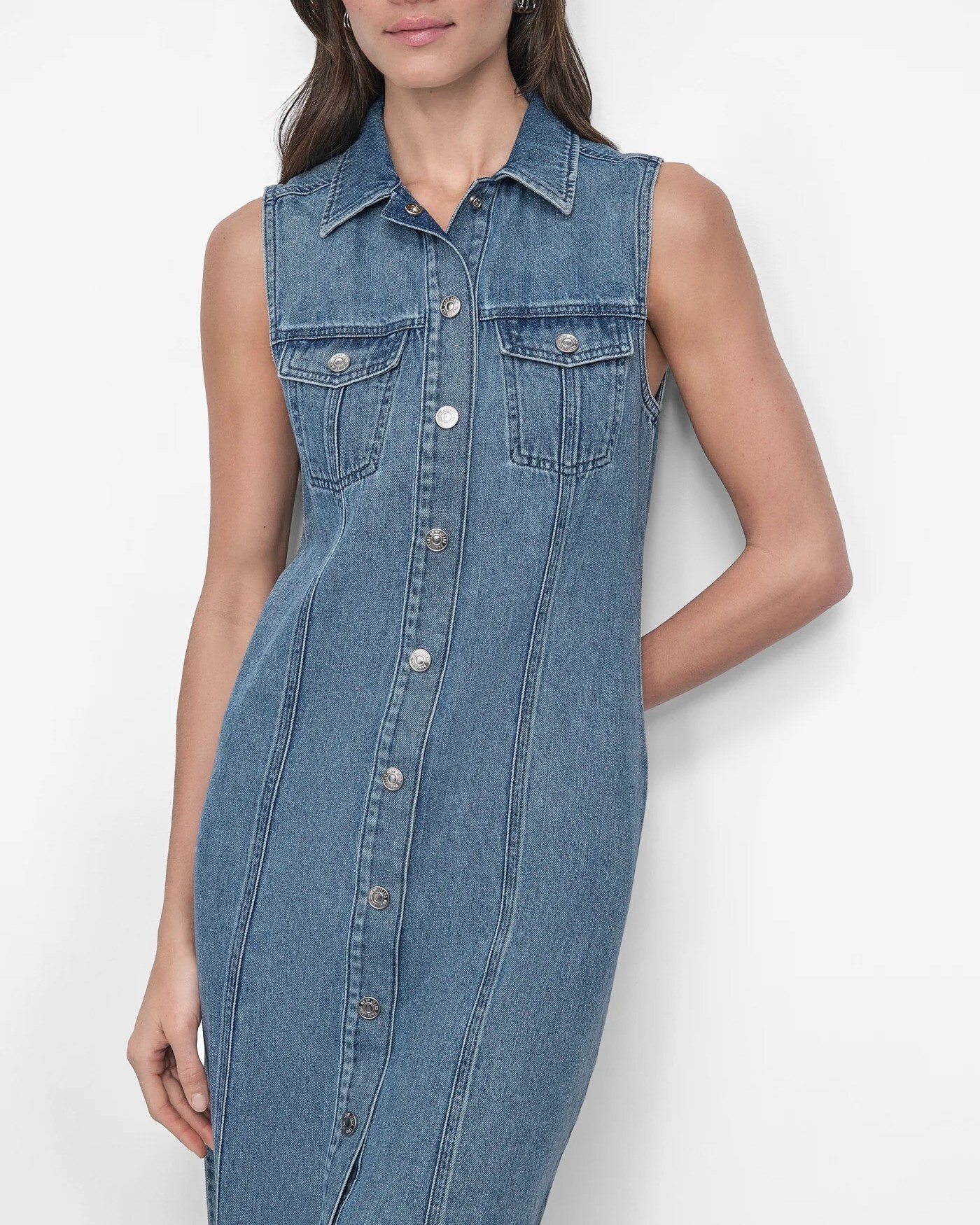 [S] DKNY COOPER BUTTON FRONT DRESS, DJ4D9019-MFZ (SD1486)