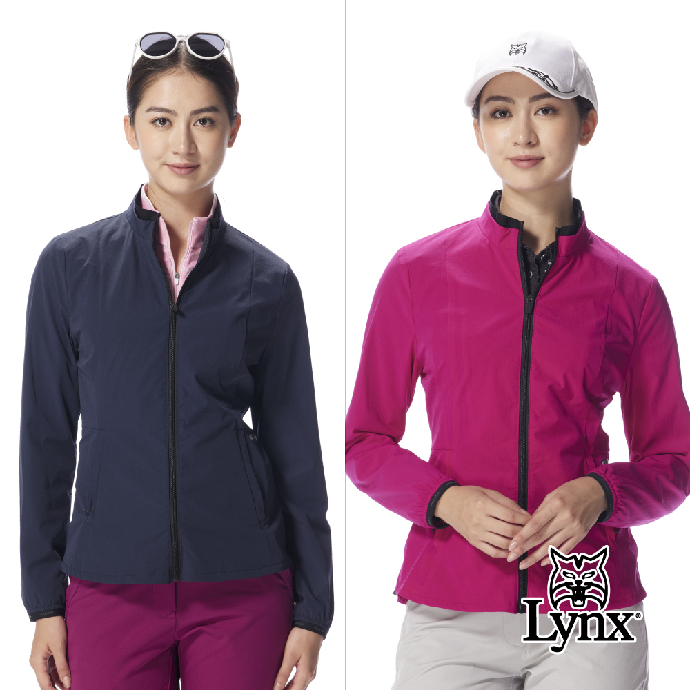 【Lynx Golf】女款防潑水彈性舒適立領拉鍊短版風衣