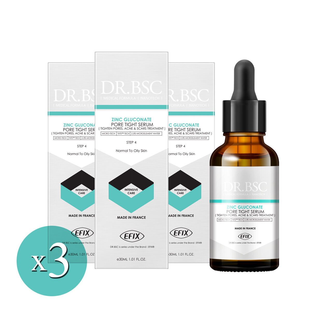 EFIX DR.BSC (3盒特惠裝)⭐法國製造⭐強效收毛孔去印去痘去疤精華(30毫升)【原裝正品行貨】