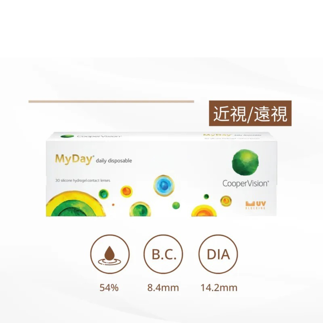 酷柏光學 CooperVision My Day 1 Day｜日拋透明矽水凝膠隱形眼鏡｜每盒30片