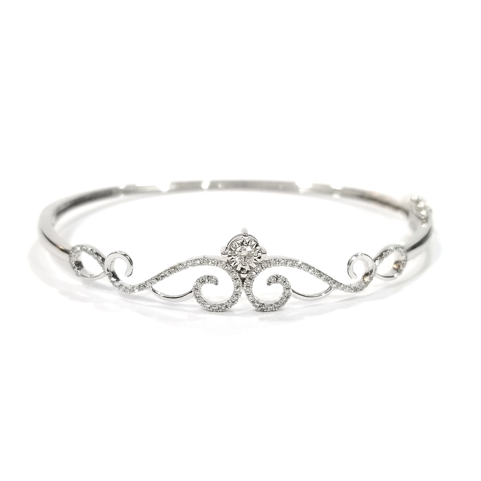 18K白金天然鑽石手鈪