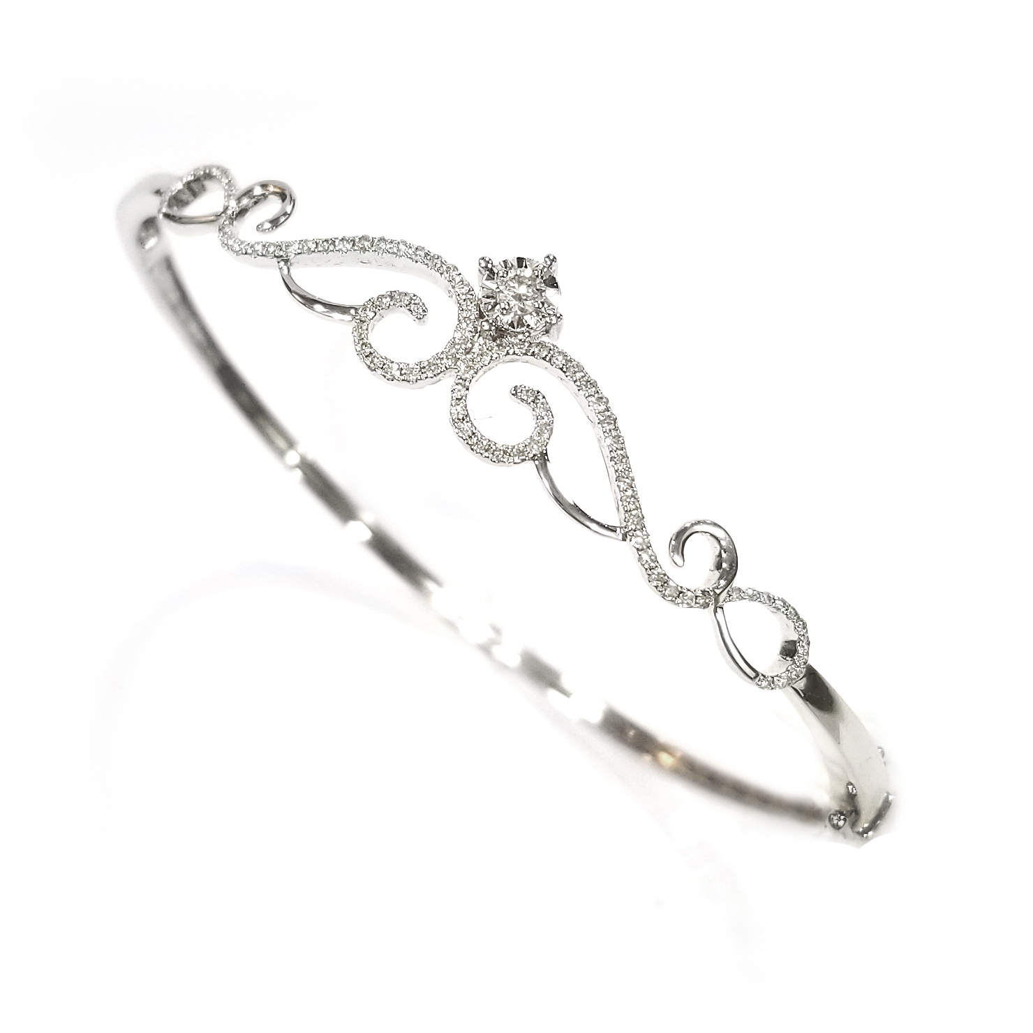 18K白金天然鑽石手鈪