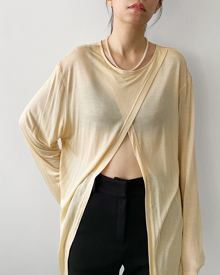 MFT-2791 開叉透膚上衣