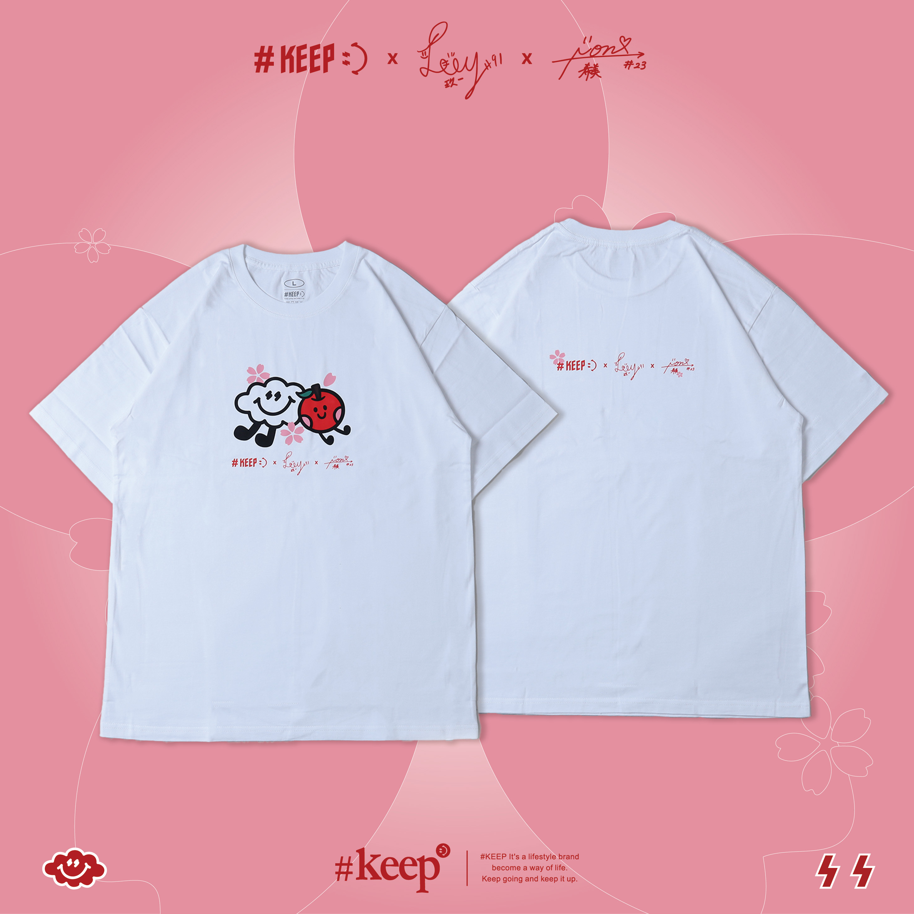 [西門門市現貨 ]#KEEP x NOZOMI & JOY 三方聯名 希美 玖一 聯名款 白色 甜甜 櫻果 短TEE【KS321】