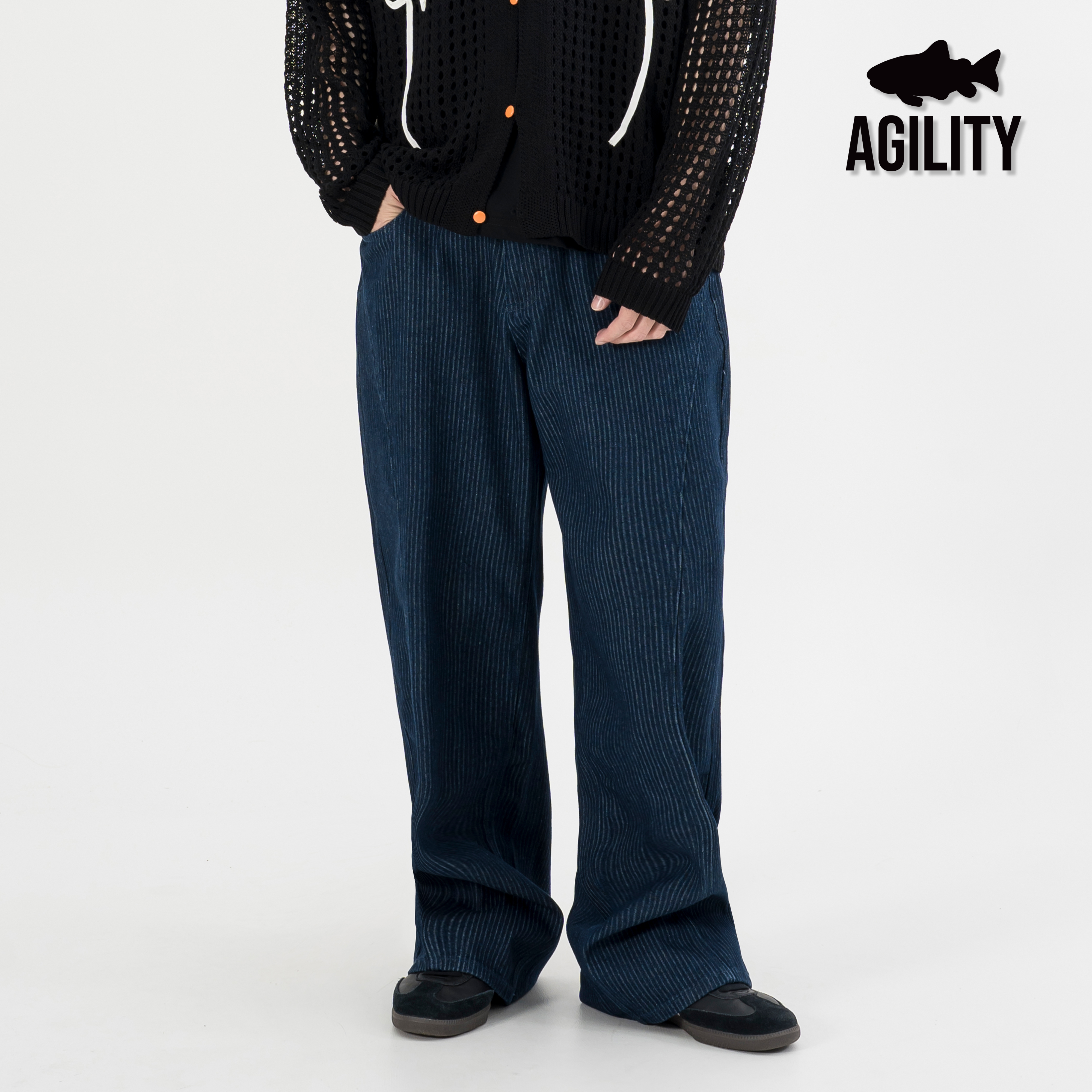 AGILITY Stripes Curved Pants 直條紋 彎刀 牛仔長褲 [J-P88]