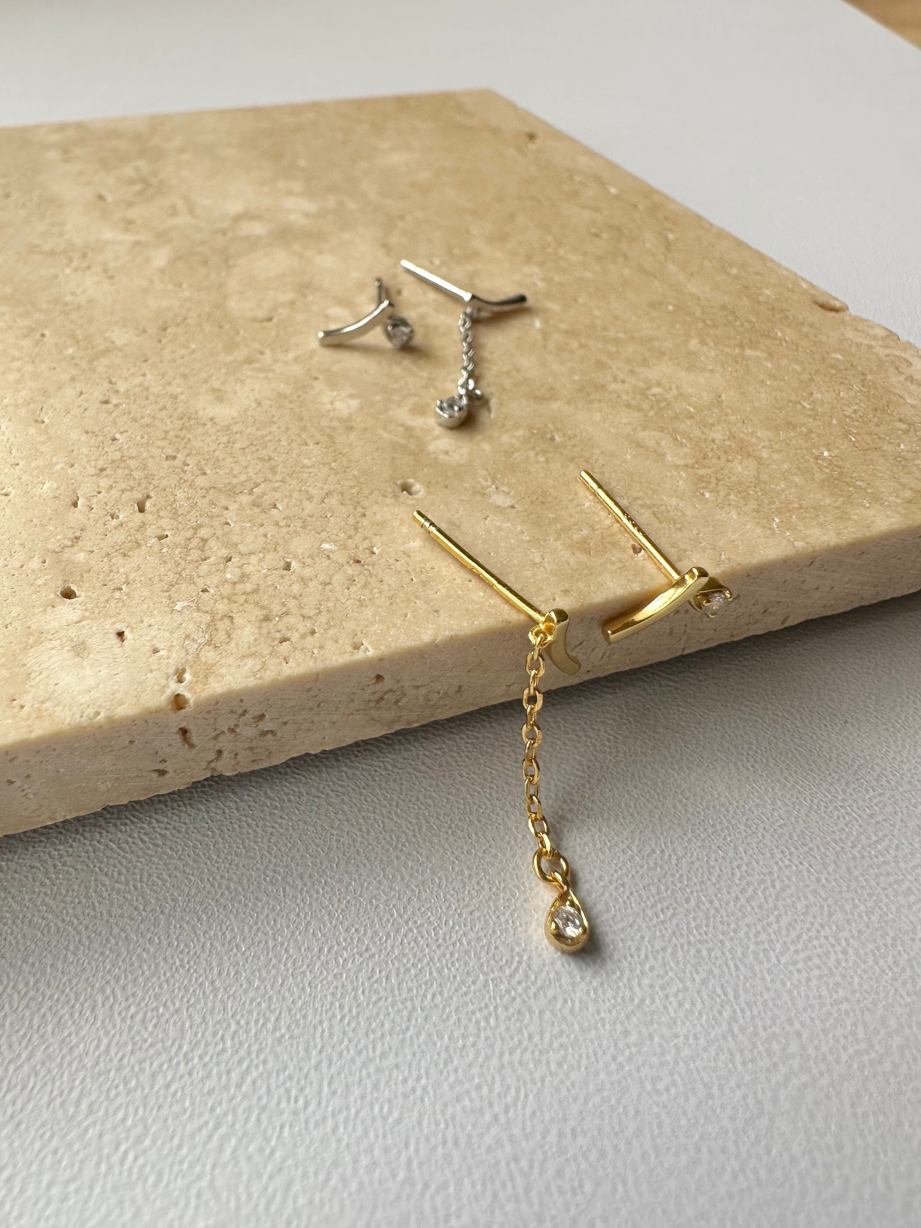 S925 asymmetry teardrop pierce