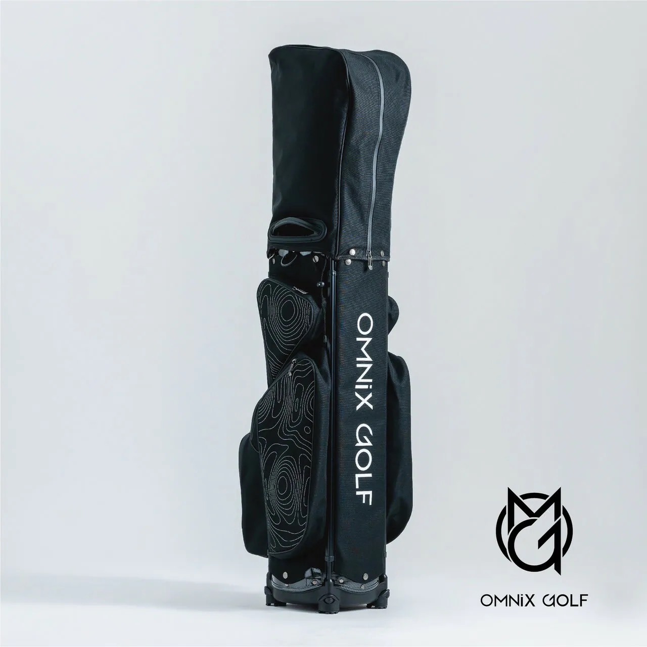 『 OMNIX GOLF 輕量款黑色等高線站立袋Black Topographic 』