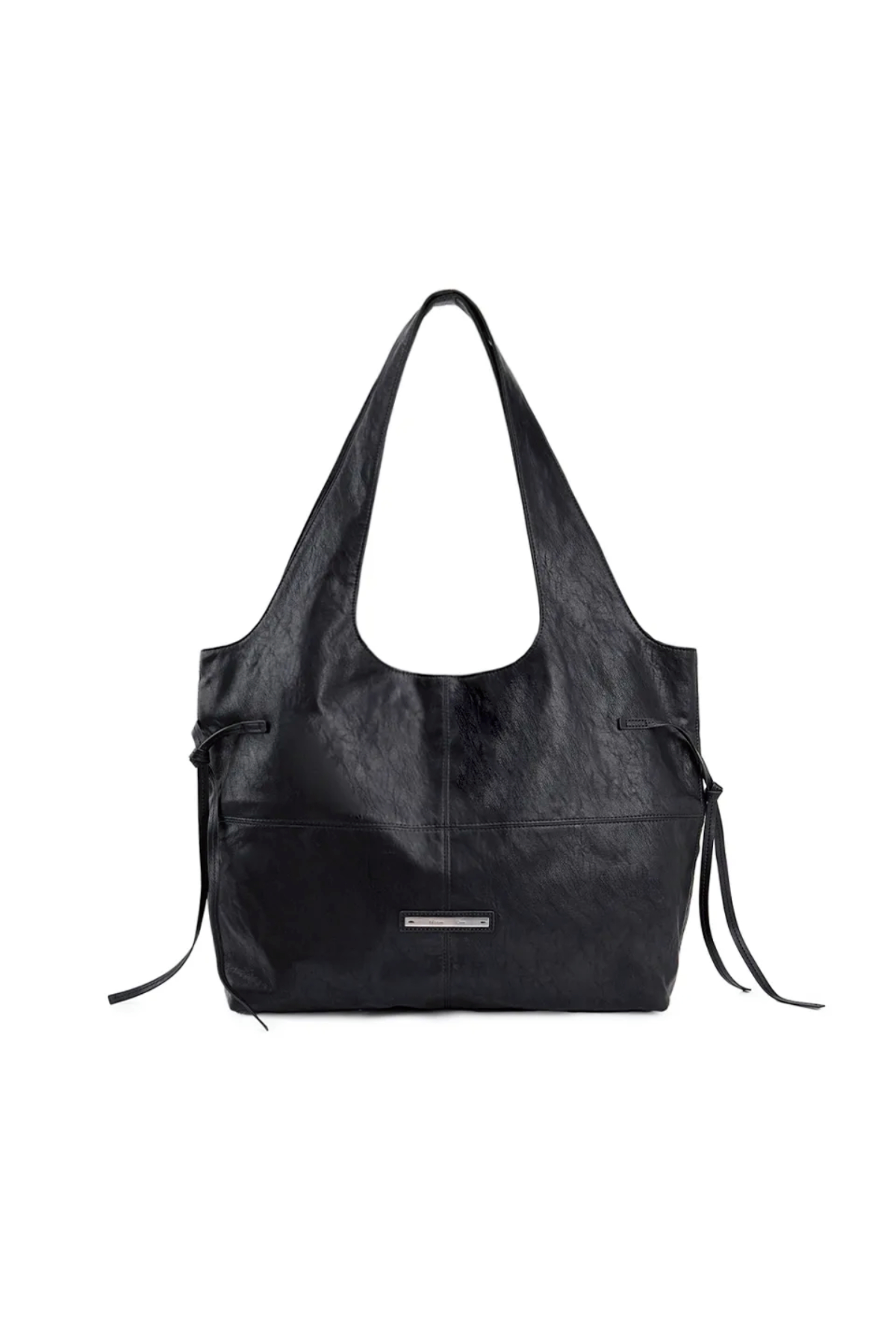 SIDE ZIPPER SHOULDER BAG IN BLACK