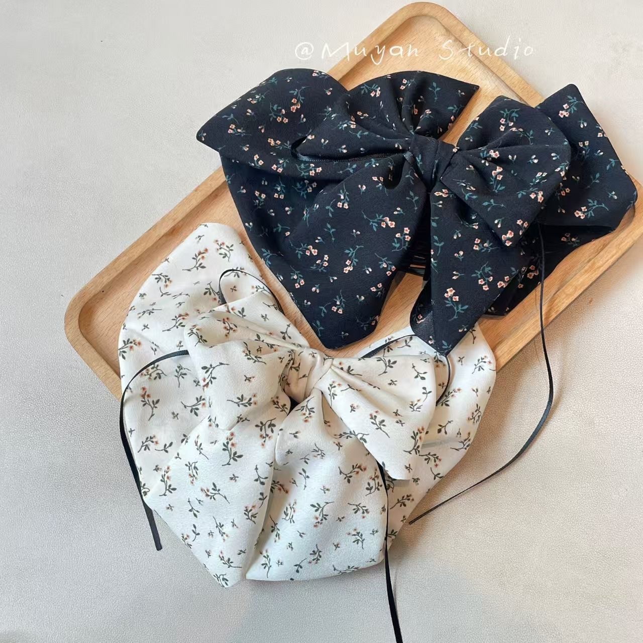 Korean Soft Floral Bow Ribbon Ponytail Hair Claw