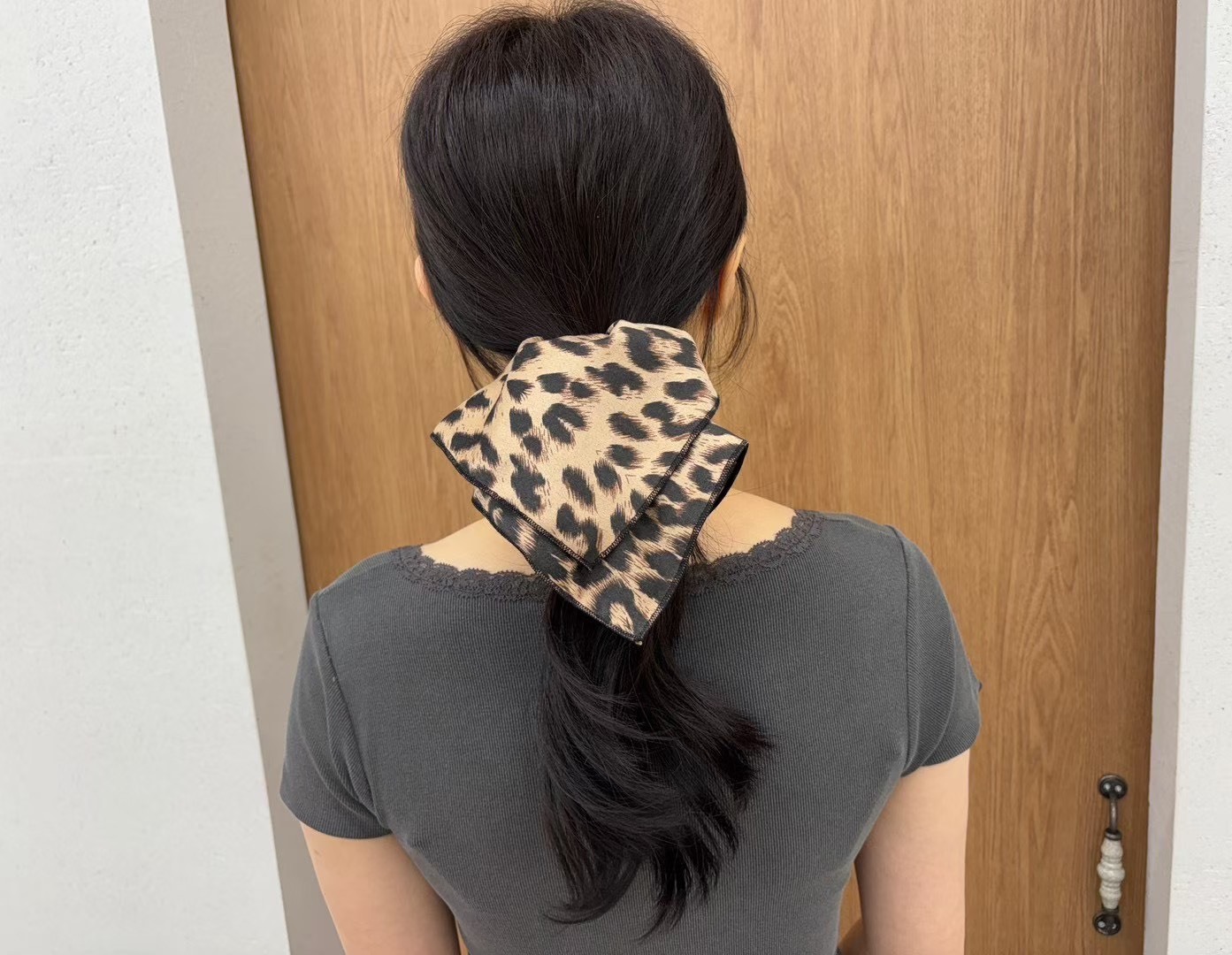 豹紋方巾髮束