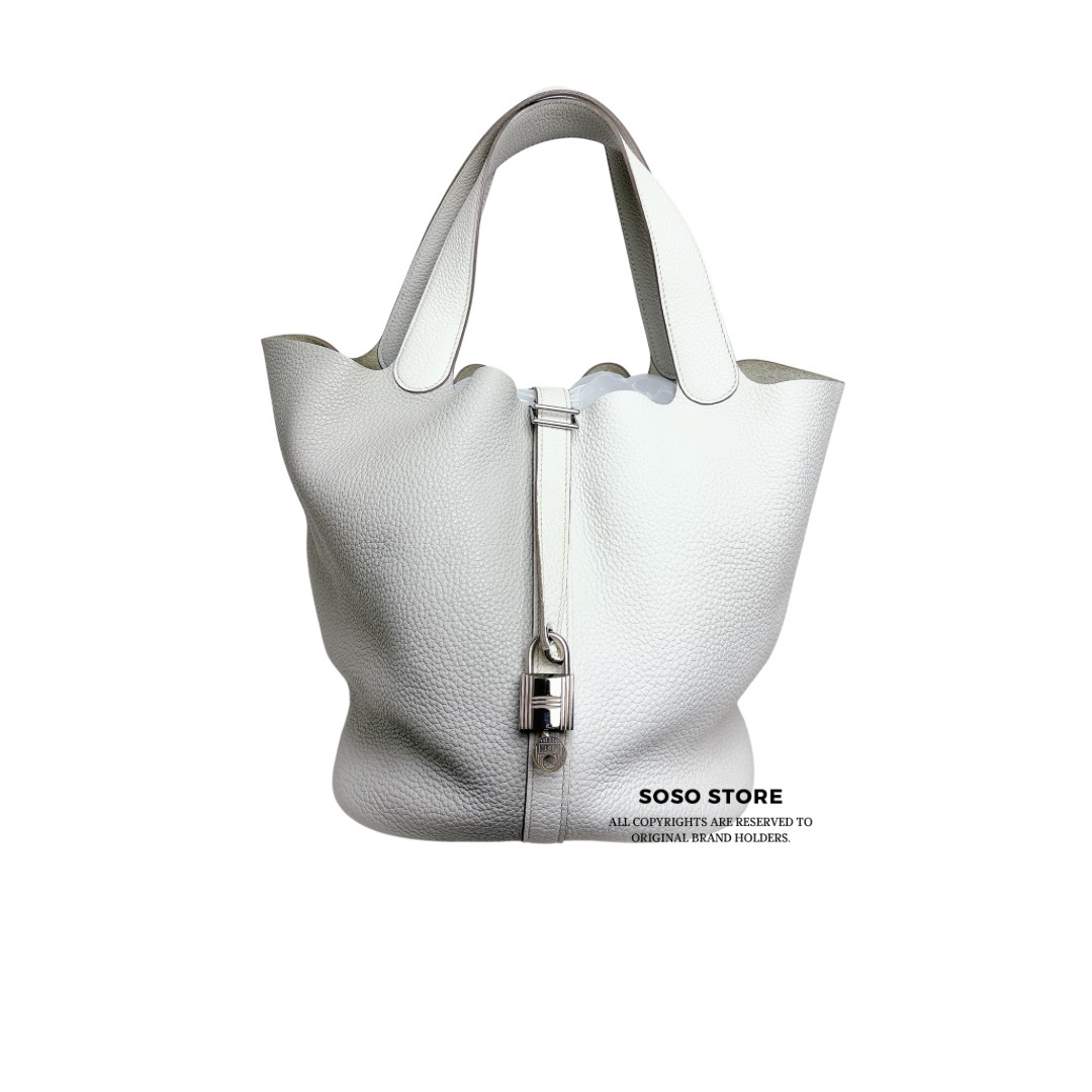 Hermes Picotin 26 - Gris Perle&New White / Shw