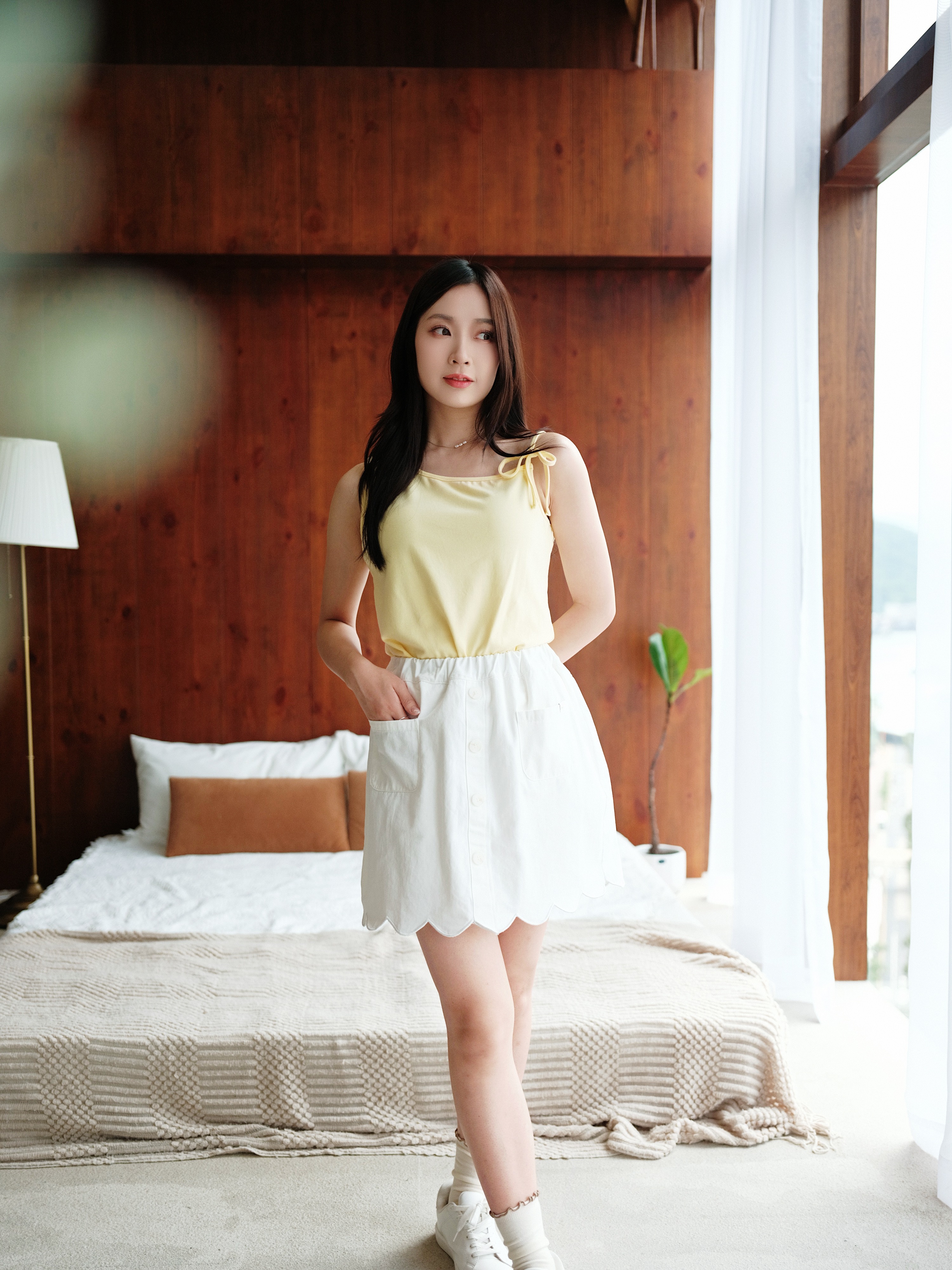 兩色 / 雲朵邊排扣A字短裙 / Cloud Scallop Buttoned A-Line Mini Skirt