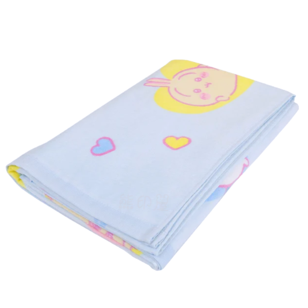 Chiikawa心形款鈕扣大浴巾純棉毛巾