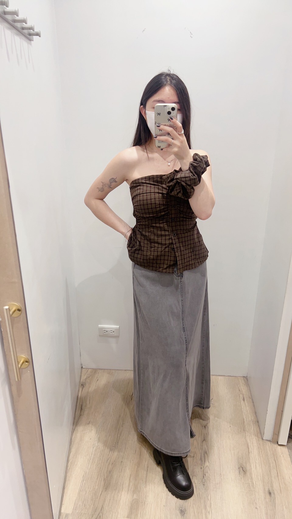 前開衩牛仔薄長裙