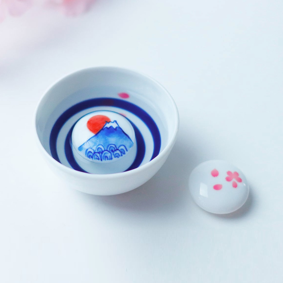 丸モ高木陶器 風鈴盃 - 冷感桜.富士山