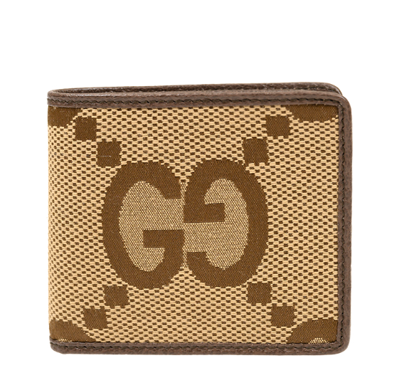 [S] GUCCI JUMBO GG CANVAS LEATHER BIFOLD WALLET,BROWN, 699308-UKMBG-2572 (SGC128)