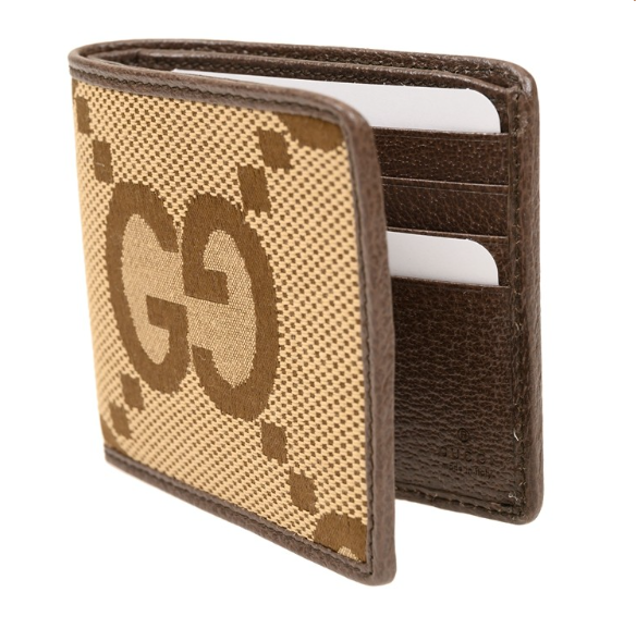 [S] GUCCI JUMBO GG CANVAS LEATHER BIFOLD WALLET,BROWN, 699308-UKMBG-2572 (SGC128)