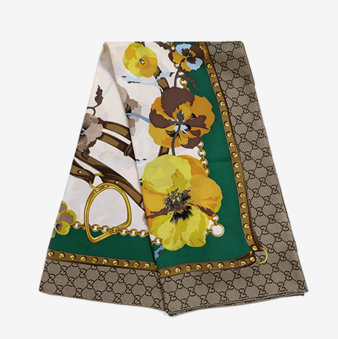[S] GUCCI FLOWER SCARF GREEN, 508796-3G001-3775 (SGC135)