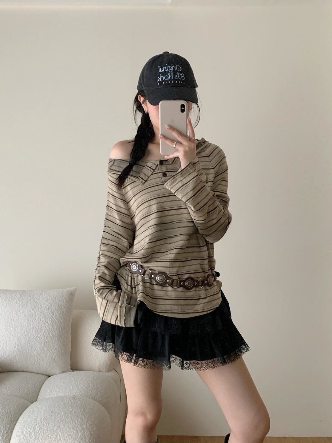 慵風排排扣條紋上衣