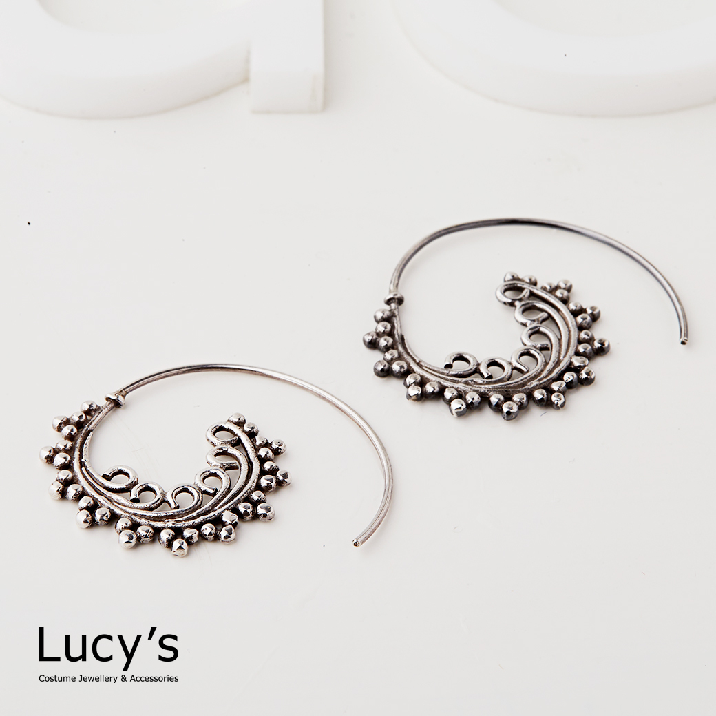 925純銀 浪潮 硫化耳環 (108081)