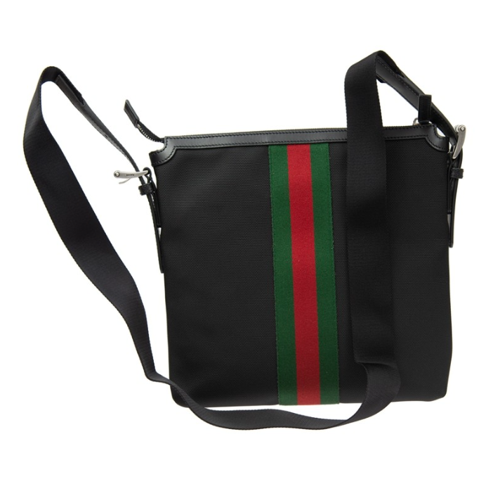 [S] GUCCI NYLON CROSS BODY BAG,BLACK, 631199 KWT7N 1060 (SGC142)