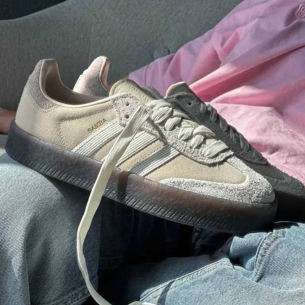 ADIDAS ORIGINALS SAMBAE W 珊瑚粉 亞麻色 麂皮 森巴厚底 女鞋 愛迪達 JI3882