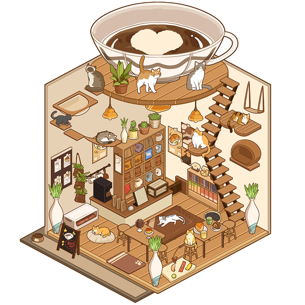 Kitty Series 3D Scene Stickers