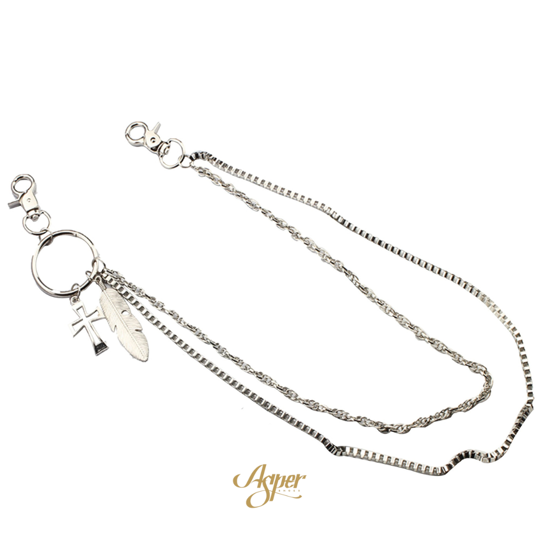 SBG 十字架羽毛雙條褲鏈 B0073