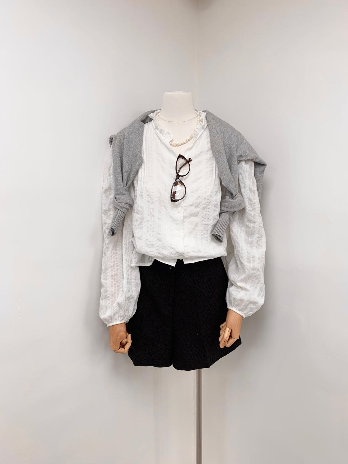 Ruffle領娃娃上衣 (白色)