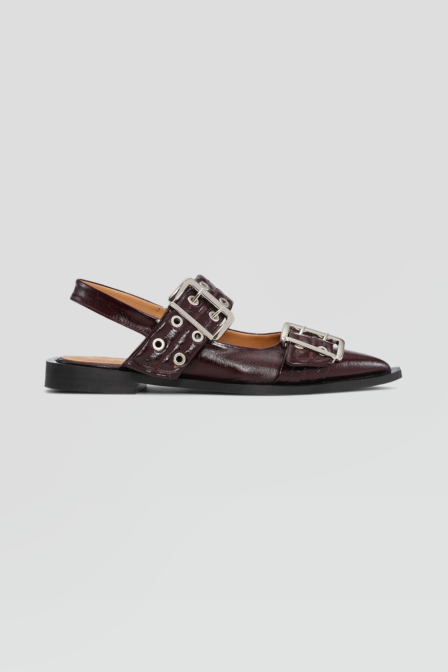 GANNI｜BALLERINA 尖頭粗帶扣芭蕾平底鞋