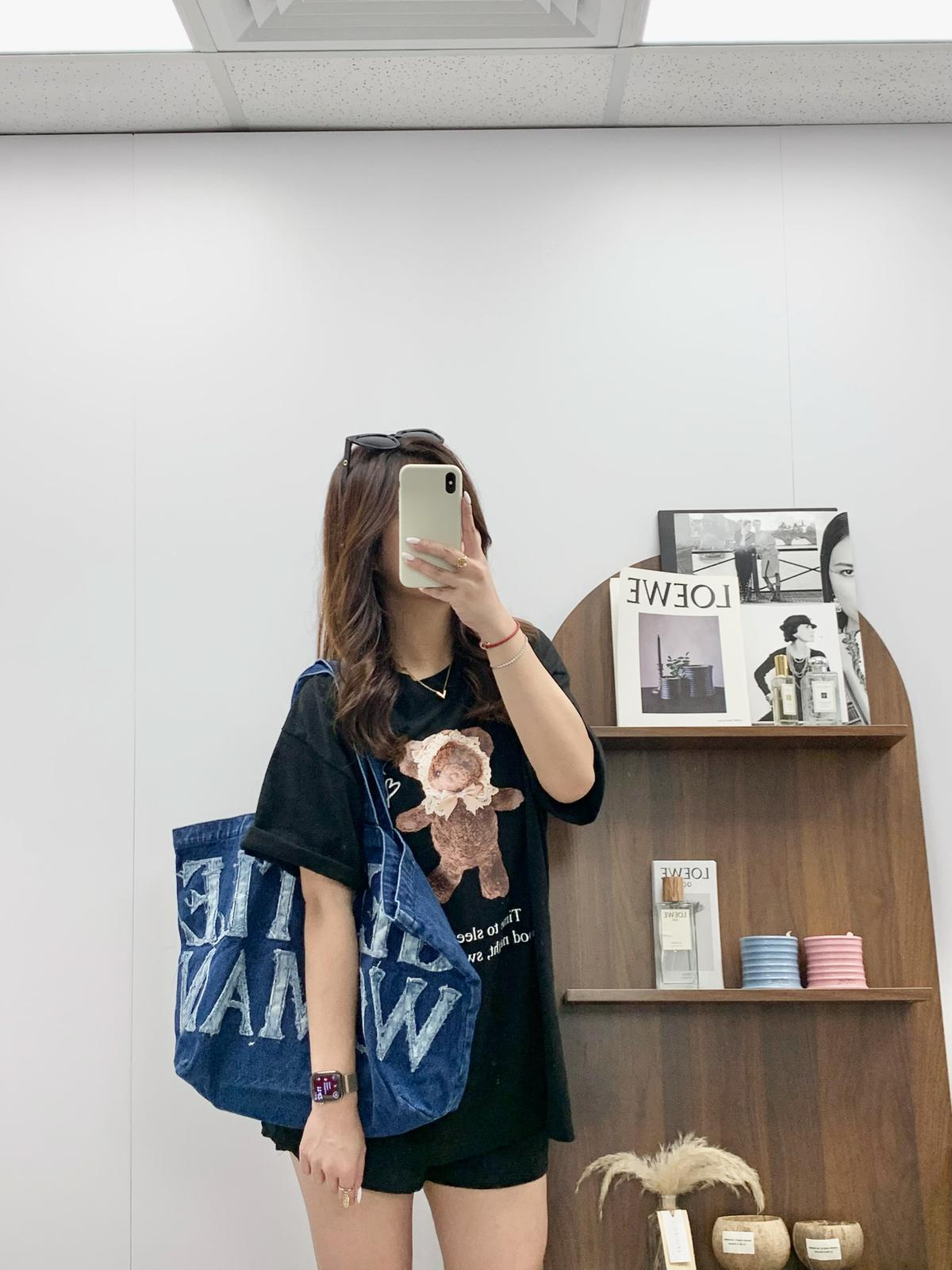 Gentle Woman Denim Tote Bag(Navy)